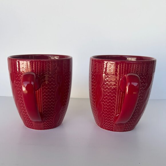 Royal Norfolk Red Sweater Embossed 16 oz Coffee, Hot Chocolate, Tea Mug Pair - Picture 2 of 9